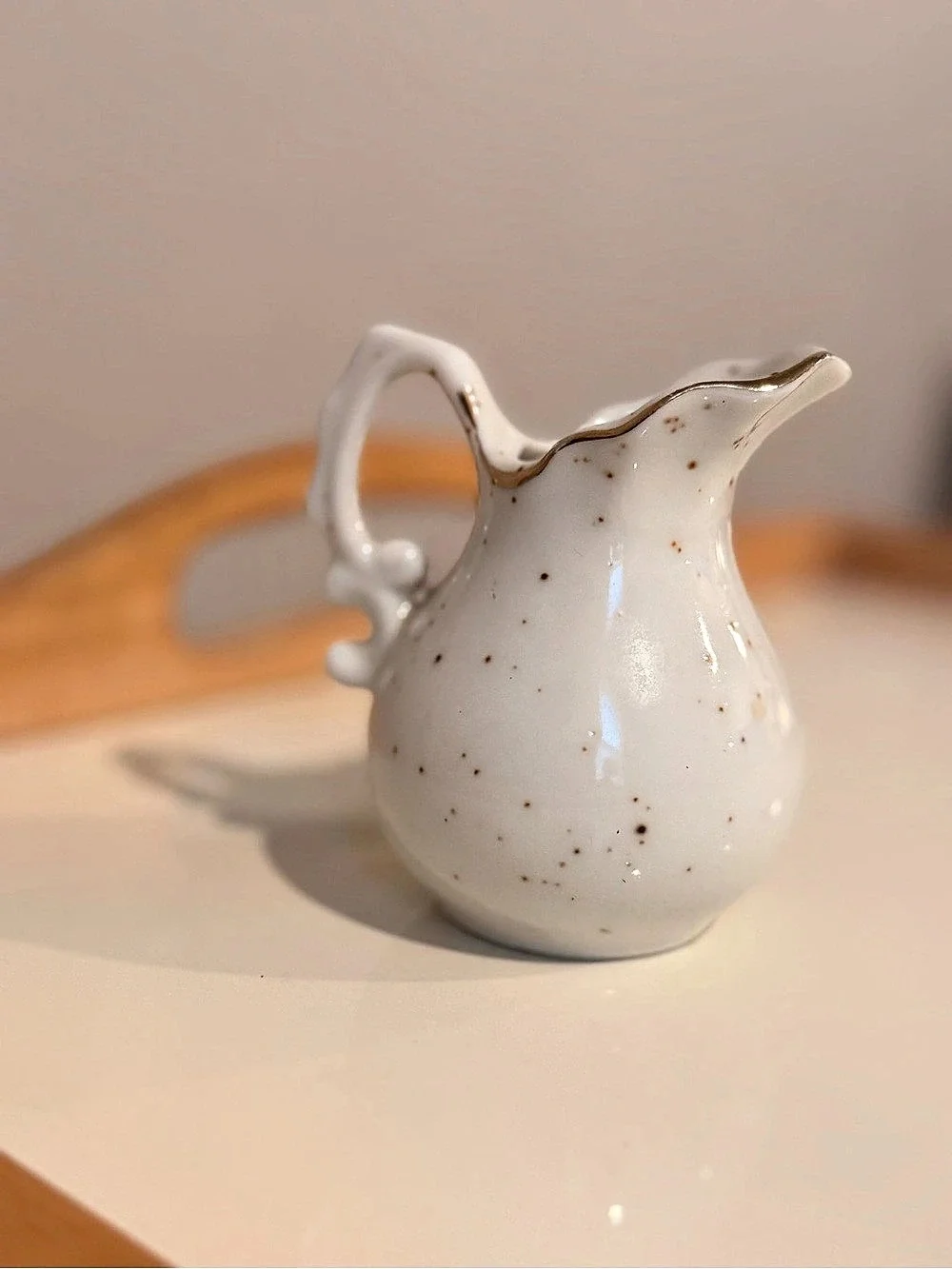 Vintage Enesco Japan Cross Stitch Sampler Ceramic Mini Pitcher Creamer, 1970s Co